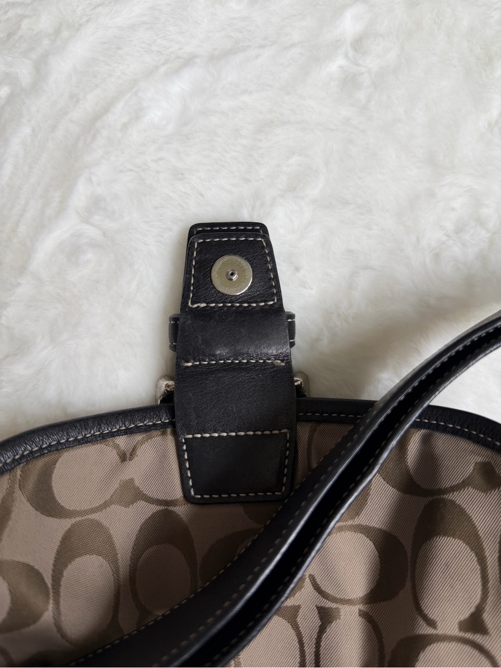 Coach Black Leather Shoulder Bag with Buckle Detail - Picture 10 of 16